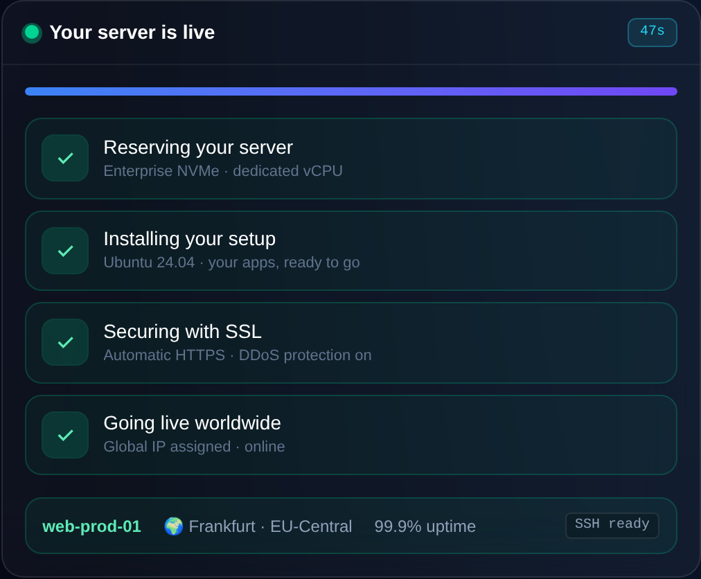 Deploying a new server with the Nxeon one-click deploy wizard